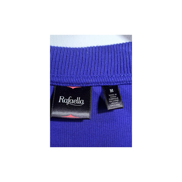 Rafaella Zipper Collar Sweater. Medium Long Sleeve in Royal Blue. Cotton Spandex - Picture 7 of 8